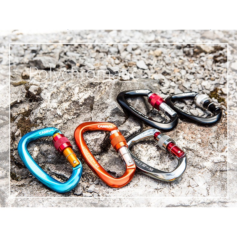 Professional Carabiner D รูปร่าง 25KN Carbiner ตะขอกุญแจปีนเขา Ascend ความปลอดภัย Master ล็อคอุปกรณ์
