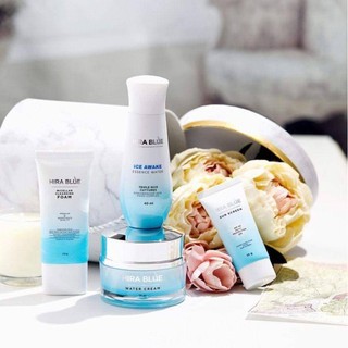 Hira Blue เซ็ต 4 ขั้นตอนดูแลผิวหน้า ครีมกุ๊กกิ๊บ Hira Blue Cream + Ice Awake + Cleansing Foam + Sun Screen 50PA++