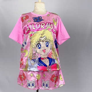 เซทขาสั้น&amp;เสื้อยืดพิมพ์ลายด้านหน้า ลายSailormoon