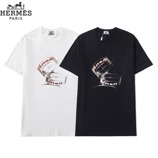 ราคาต่ำสุดHermes เสื้อยืดแฟชั่นสําหรับ Unisex ผ้าฝ้ายแขนสั้นพิมพ์ลาย
S-3XL