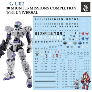 ดีคอลน้ำ [Ghost] G U02 30 MINUTES MISSION UNIVERSAL 1/144 (HIQ) Fluorescent WATER DECAL GU02