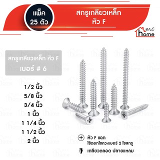 เกลียวเหล็ก หัว F เบอร์ 6 ขนาด 1/2" - 2"