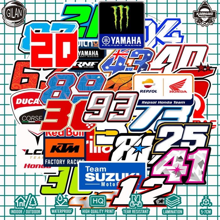 KARIMAKE Sticker Pack RACING MOTOGP RIDER TEAM KARIMAKE Laptop Sticker