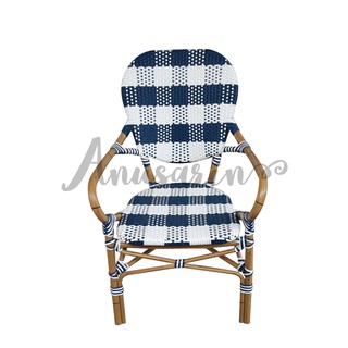 Anusarin New Morning 01. Outdoor Chair - Chequered Pattern in Blue and White