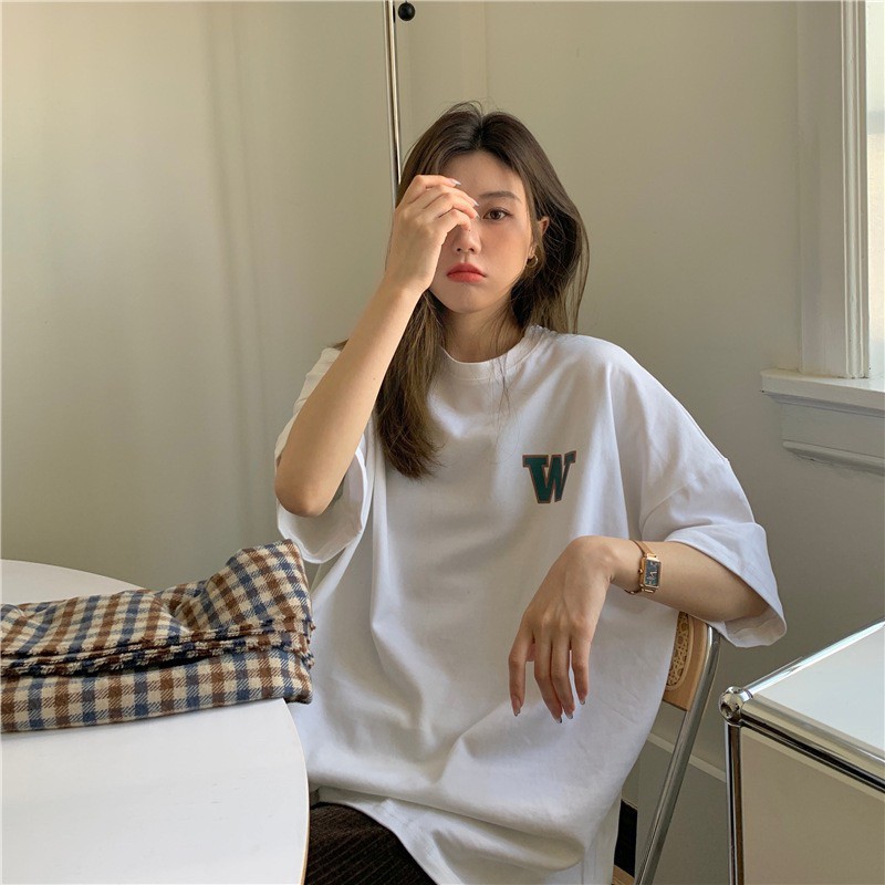 Korean เสื้อยืดเกาหลี W ผ้าคอนตอน USKIE โอเวอร์ไซส์ รูปที่ 2