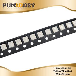 ไดโอด LED 3528 SMD 1210 สีแดง สีเขียว สีฟ้า สีเหลือง สีขาว 100 ชิ้น