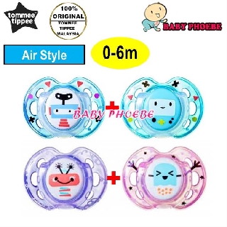 Tommee Tippee Air Style จุกนมหลอก จัดฟัน พร้อมฝาครอบสุขอนามัย 0-6 เมตร (2 ชิ้น)