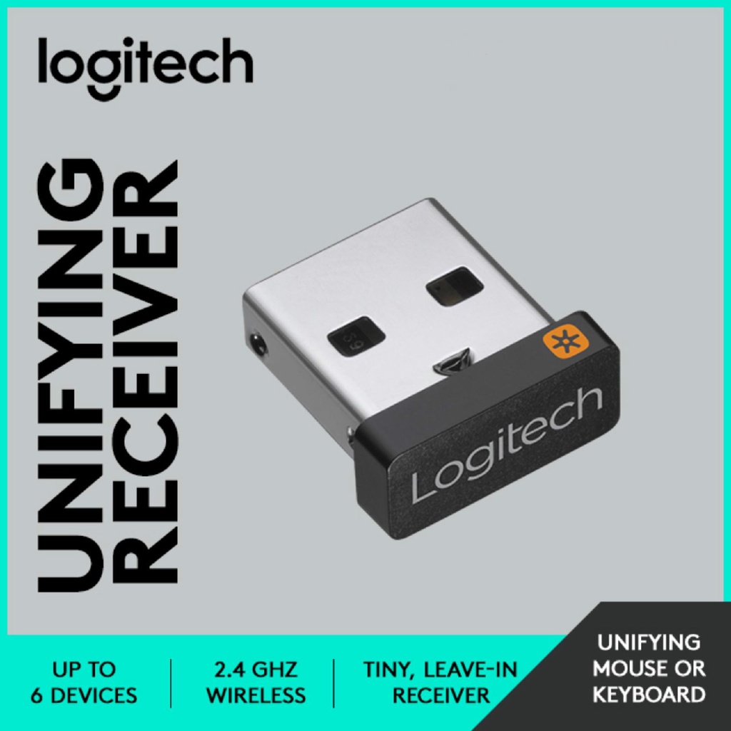 3 มม.Logitech Wireless Dongle Receiver Unifying USB Adapter สําหรับ Logitech เมาส์คีย์บอร์ดเชื่อมต่อ 6 อุปกรณ์สําหรับ MX M905 M950 M505 M510 M525 ฯลฯ (พร้อมกล่องขายปลีก)