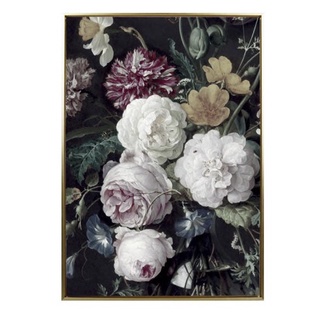 รูปภาพดอกไม้ FLOWER BOUQUET-A บนผ้าใบพร้อมกรอบพลาสติกสีทอง Gold แขวนผนัง 50x70cm