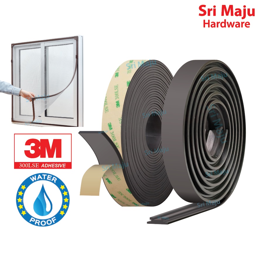 MAJU MNA-MAG แม่เหล็กแม่เหล็กแถบ Grooved 3M 300LSE เทปสองด้านสําหรับ DIY ยุงหน้าจอหน้าต่างตาข่าย Jar