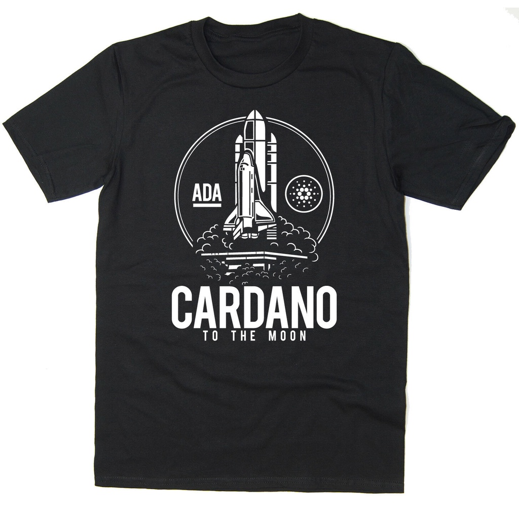 เสื้อยืดสีขาวเสื้อยืด Cardano To The Moon - BTC ADA - Bitcoin Crypto mens short sleeve cool t shirt 