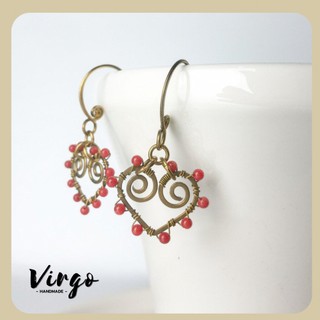 Virgo ต่างหูหัวใจทองเหลืองหินแท้เสริมความรัก