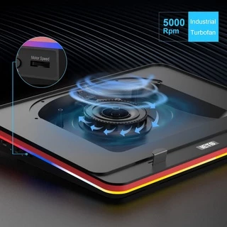 IETS GT500 พัดลมเทอร์โบทรงพลัง RGB แล็ปท็อป cooling Pad แล็ปท็อปสําหรับเล่นเกม cooling สําหรับ 13-17.3 นิ้วแล็ปท็อป Cooler