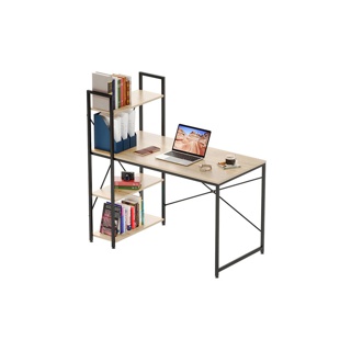 [ลด12% 998J8B49] HomeHuk โต๊ะทำงานไม้ พร้อมชั้นวางของ 4 ชั้น ใหญ่พิเศษ 100x50x120 cm โต๊ะคอมพิวเตอร์ โต๊ะคอม โต๊ะวางของ โต๊ะเขียนหนังสือ โต๊ะไม้ โต๊ะมินิมอล โต๊ะอ่านหนังสือ โต๊ะคอมพิวเตอร์เกมมิ่ง โต๊ะหนังสือ โต๊ะ Wooden Office Table with Shelf 4T