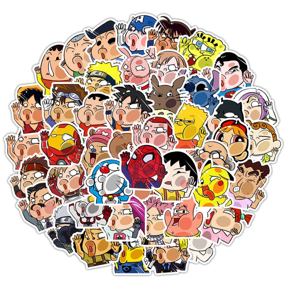 50 ชิ้น Spoofing การ์ตูนตัวเลข Hit Glass สติ๊กเกอร์กันน้ํา
