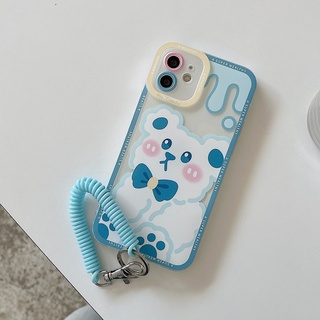 เคสโทรศัพท์มือถือ ลายการ์ตูนน่ารัก พร้อมสายคล้อง สําหรับ Apple Iphone 14plus 13mini 11 12pro 678plus xsmax xr