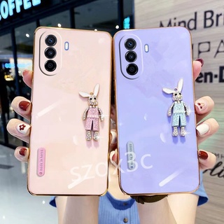 เคสโทรศัพท์ Huawei Nova Y90 /Nova Y70 /Nova 9 /Nova 9 SE /Nova 8i /Nova 8 /Huawei P50 Pro /Honor 50 5G /Honor 50 Lite Electroplate Phone Casing with Lovely Cute Bling Rabbit Smartphone Case Fall Prevention TPU Back Cover เคส Nova Y70