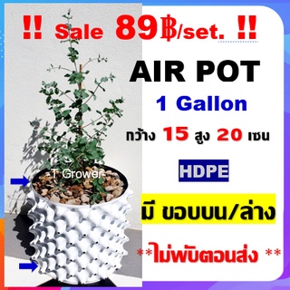 กระถาง air pot สีขาว 1 Gallon กระถางแอร์พอต ปลูก420 (air pot) size 15*20 cm (White) กระถางต้นไม้ กระถางพลาสติก