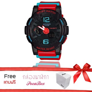 Poca Watch Robot นาฬิกาข้อมือหญิง กันน้ำได้ Po LadyRB-93 GB 2System (LightBlue/Red)