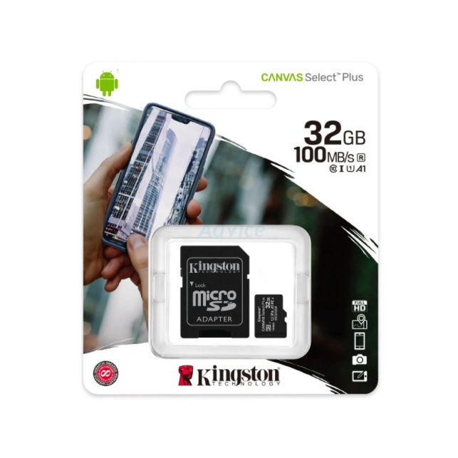 Micro SD Card 32GB  KINGSTON CANVAS SELECT PLUS SDCS2 (100MBs,)