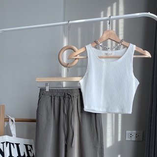 IF - Basic crop top  เสื้อครอปแขนกุด ผ้าร่องเนื้อพรีเมี่ยม