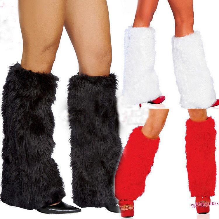Tme-3color เซ็กซี่ Faux Warm Leg Rave Fluffies Lady Boot Cover Santa Christmas
