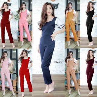 TwinsShopVip💗พร้อมส่ง TW5324 Jumpsuit จั้มสูทขายาว แขนแต่งระบายชีฟองสวยเก๋ไม่ซ้ำใคร  Jumpsuit Long-sleeved jum