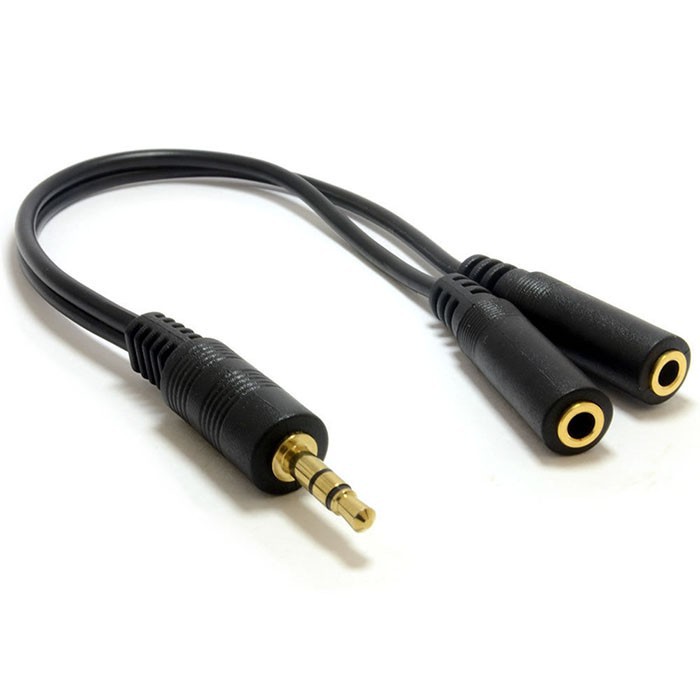 สายแยก สัญญาณเสียง เข้า 1 ออก 2 ( 3.5mm Jack 1 in 2 Couples Audio Line Earbud Headset Y Splitter Cable )