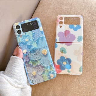 Samsung Galaxy Z Flip 4 เคส Blu ดอกไม้ พับ เคสป้องกัน เคสโทรศัพท์ กันกระแทก