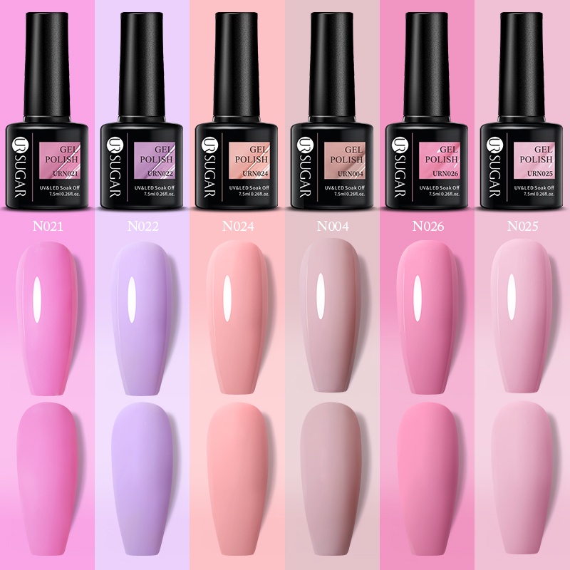 Ur SUGAR ยาทาเล็บเจล กึ่งถาวร สีชมพูนู้ด สีขาว สําหรับตกแต่งเล็บเจล UV 7.5 มล.