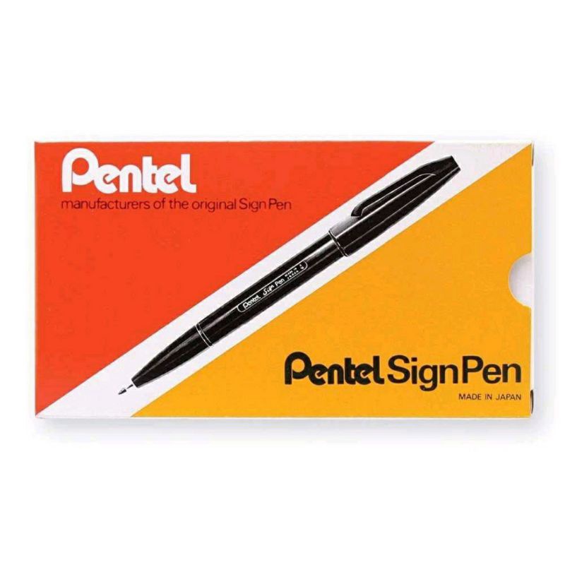 ปากกา pentel sign pen No.S520 ขนาด 0.2 มมมี 4 สี ดำ แดง น้ำเงิน และเขียว