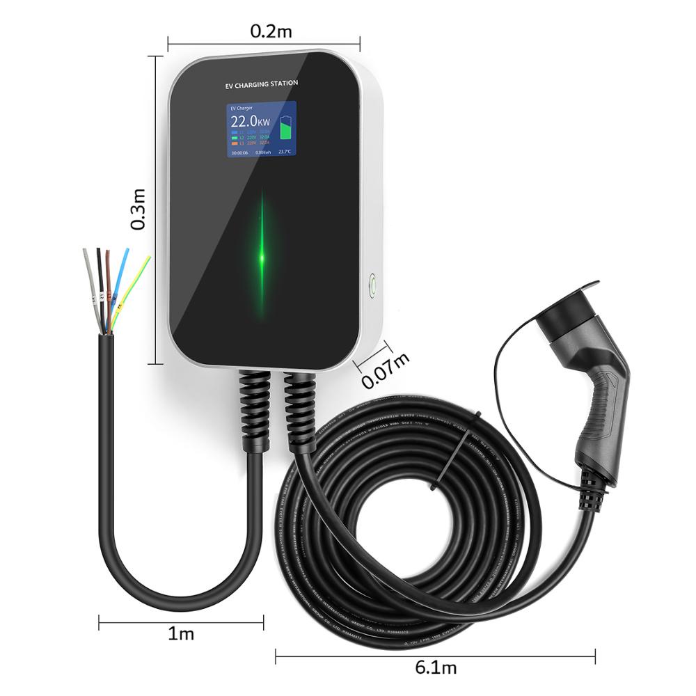 EV Charger 32A 3 Phase EVSE Wallbox EV Charging Station with Type 2 ...