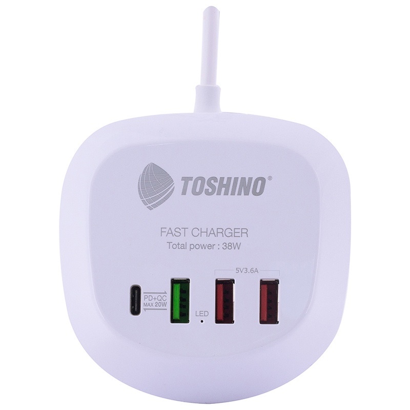 Toshino ปลั๊ก PD+QC 20W,2USB(3.6A) สาย 1.2 เมตร รุ่น TS-1PD.