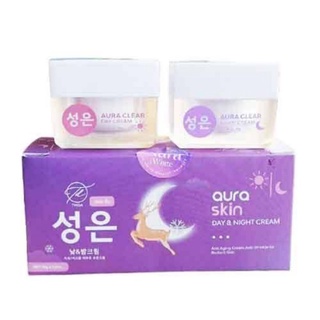 🌺ครีมออร่าสกิน Aura Skin 1ชุดมี day &amp; night 💥ของแท้แน่นอน