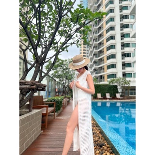 SPICIEST BEACHWEAR | Jau Long Cover Up // White | เสื้อคลุม เดรส เสื้อคลุมชุดว่ายน้ำ เสื้อคลุมบิกินี่ ชุดไปทะเล