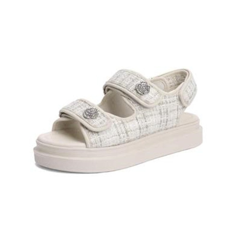 แฟชั่น 2021 Belle Summer Flowers Rhinestone Trifle Sandals Platform Velcro Small Fragrant Wind Flat 