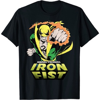 เสื้อยืด พิมพ์ลายกราฟฟิค Marvel Iron Fist Punch สําหรับผู้ใหญ่