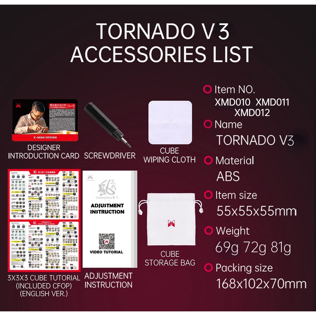 Qiyi X Man Tornado V3 M ลูกบาศก์แม่เหล็ก ความเร็ว 3x3 QY Toys X-Man ...
