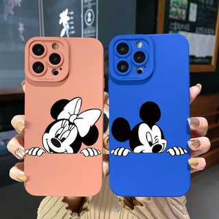 เคสโทรศัพท์มือถือ ขอบสี่เหลี่ยม แบบเต็ม ลายมิกกี้ มินนี่ สําหรับ iPhone 14 Plus 13 Pro Max 12 iPhone 11 XR 8 7 SE 2022