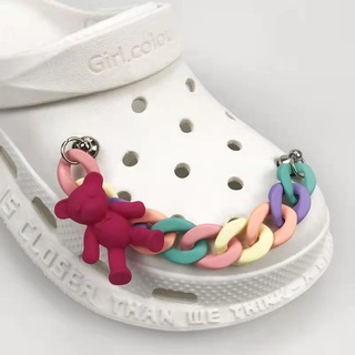 CROCS สายโซ่อะคริลิค ลายการ์ตูนหมี สีรุ้ง อุปกรณ์เสริม สําหรับตกแต่งรองเท้าเด็ก