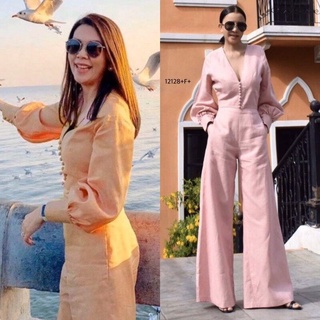 GN12128 **รบกวนสอบถามก่อนสั่งซื้อจ้า** Jumpsuit จั้มสูทคอวีขายาวแต่งกระดุมอก