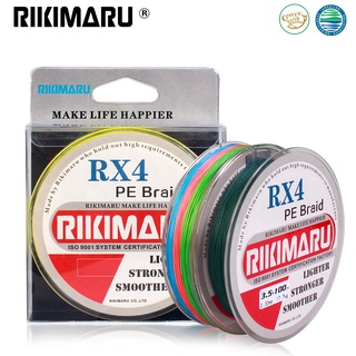 Rikimaru สายเอ็นตกปลา PE แบบถัก 100 ม. RX4 นิ้ว 4LB -100LB 100 ม. 4x 6LB 8LB 10LB สําหรับน้ําเค็ม