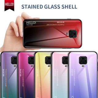 Xiaomi Redmi Note 9 9S 9T Pro Max / Note 8T Case Gradient Tempered Glass Back Phone Casing Slim Cover กรณี