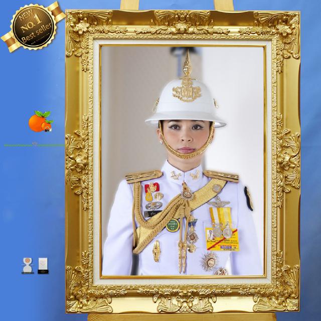 กรอบหลุยส์สีทอง "พระราชินี" สมเด็จพระนางเจ้าสุทิดา ขนาดรูปกำมะหยี่ 15x21นิ้ว ขนาดรวมกรอบ 69cmx54cm