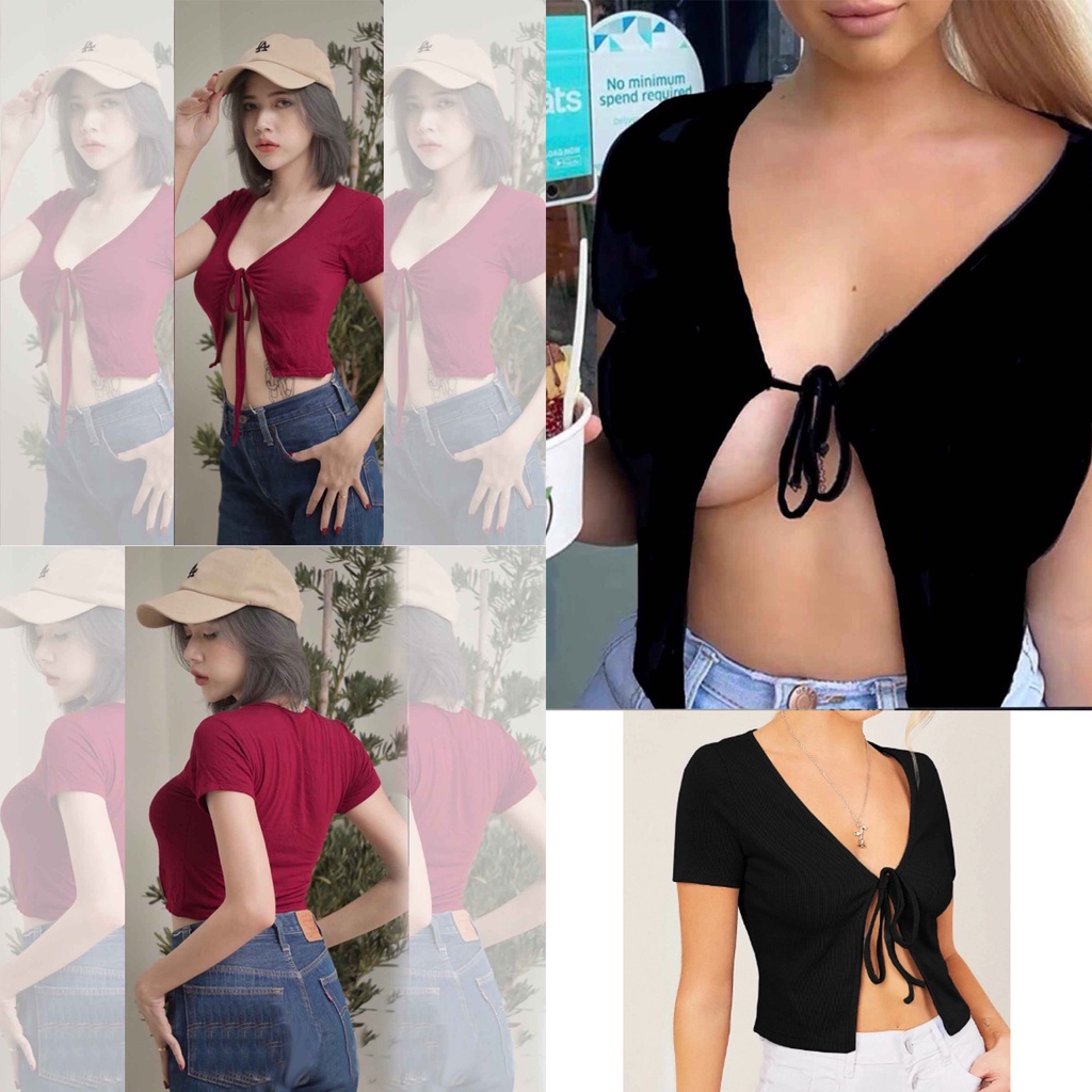 ืื nidnoomstudio เสื้อครอปท๊อป ทรงสวย ดีเทลเชือกผูกหน้า sexy โชว์อึ๋มม อย่างแซ่บค่ะแม่ (A8)