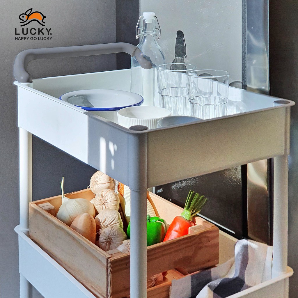 LUCKY HOME รถเข็น ชั้นวางของพลาสติกมีล้อ มีราวจับ AP-643 (รับน้ำหนักได้ 18 kg) - รูปที่ 5