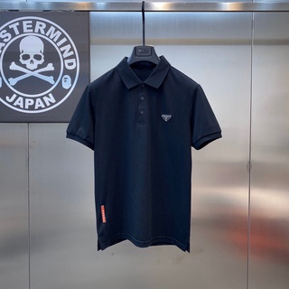SALE เสื้อโปโล ปราด้า LOGO POLO SHIRT งานดีมาก Size L  / 3XL (สีดำ) ถ่ายสดจากสินค้าจริง100%