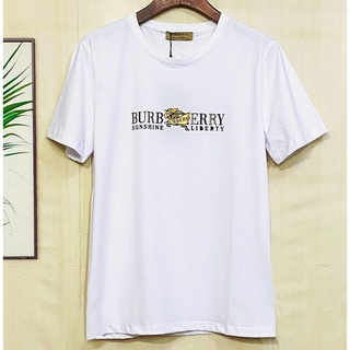 เสื้อยืดผ้าฝ้ายพิมพ์ลายแฟชั่นBu1berr1 2022 ฤดูร้อนผู้ชายแขนสั้น T medaka คอกลมพิมพ์โลโก้ Pegasus ที่หน้าอก