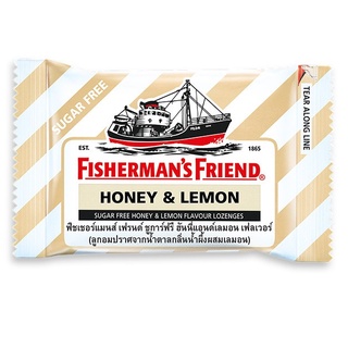 Fisherman Sugar Free Honey Lemon (น้ำตาลขาว) ฟิชเชอร์แมนส์ เฟรนด์ ลูกอมปราศจากน้ำตาล กลิ่นน้ำผึ้งผสมเลมอน 25 กรัม