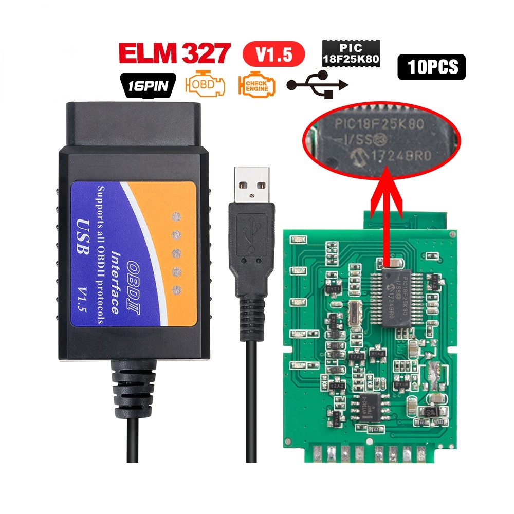 ELM327 USB V1.5 สําหรับรหัสฟอร์สแคน reader super mini elm 327 V1.5 wifi obd2 เครื่องสแกนเนอร์ elm327